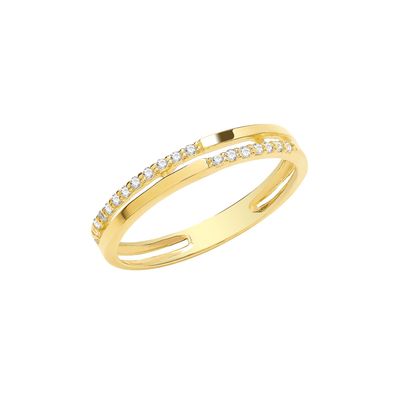 Eleganter 9 ct/ Karat Gelb Gold Damen - Ring mit Zirkonia