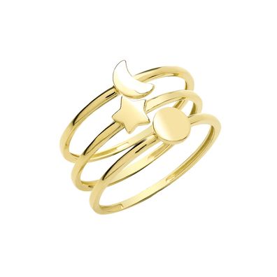 Schöner 9 ct/ Karat Gelb Gold Damen - Stapelbare ring