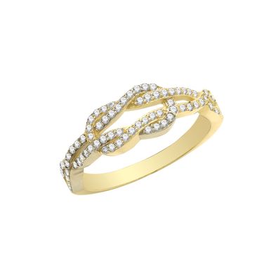 Exquisiter 9 ct/ Karat Gelb Gold Damen - Ring mit Zirkonia