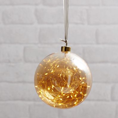 Glaskugel GLOW amber Glas 40 warmweiße LED D:15cm inkl. Trafo 3m Kabel