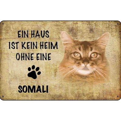 vianmo Blechschild 18x12 cm gewölbt Tier Somali Katze ohne kein Heim