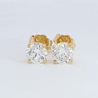 Brillant Diamant Ohrstecker 750 Gelbgold 18 Karat Gold 1,43 ct G/ VS