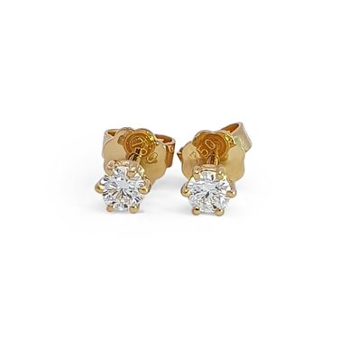Brillant Diamant Ohrstecker Paar 750 Gelbgold 18 Karat Gold 0,40 ct IF/ F