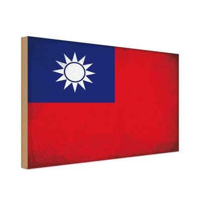 vianmo Holzschild Holzbild 20x30 cm China Taiwan Fahne Flagge
