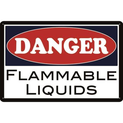 vianmo Blechschild 20x30 cm gewölbt Warnung Danger flammable liquids