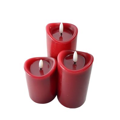 Stimmungsvolles LED Kerzenset 3 Höhen in Rot - Realistische Flammen