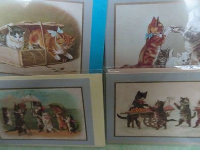 mini Grußkarten & Kuvert OVP Katzen England