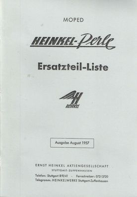 Ersatzteil-Liste Heinkel Perle, Moped, Oldtimer, Klassiker, Zweirad