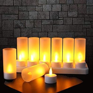 Wiederaufladbare LED-Kerzen - Flammenlose Teelichter mit Ladestation