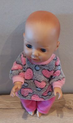 Fleece Pulli mit Herzen und Hose für Puppen in der Gr. 35-40 cm
