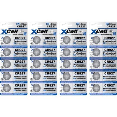 20x XCell CR927 Lithium-Knopfzelle 3V 30mAh (4x 5er-Blister)