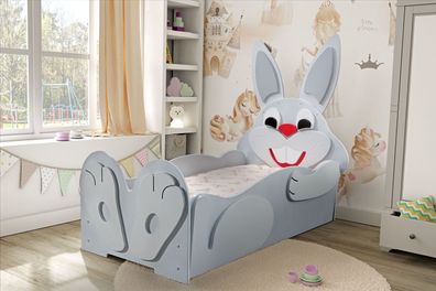 Rabbit Small/ Big] Kinderzimmerbett in Grau 65x100x135/205x120x160