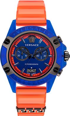 Versace VEZ700922 Icon Active Chrono blau schwarz orange Silikon Herren Uhr NEU