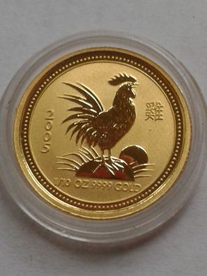 15$ 2005 Australien Lunar Hahn 1/10 Unze 3,11g Gold 15 Dollars 2005 Hahn Gold