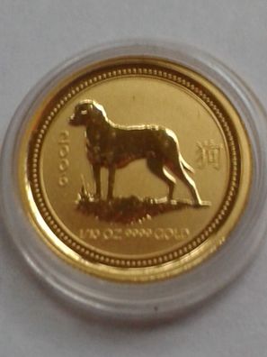 15$ 2006 Australien Lunar Hund 1/10 Unze 3,11g Gold 15 Dollars 2006 Hund Gold