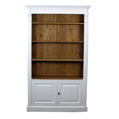 Bücherregal weiß Holz Standregal Landhaus Wohnzimmerschrank Vintage Büroschrank