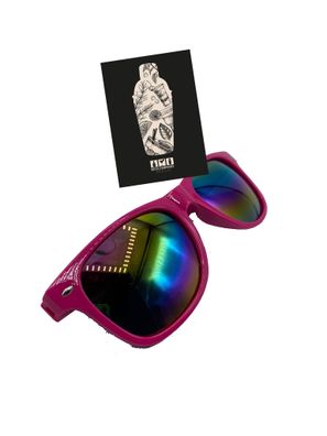 Sour Sonnenbrille Nerd Brille Partybrille mit UV SCHUTZ 400- Pink Rainbow Revo
