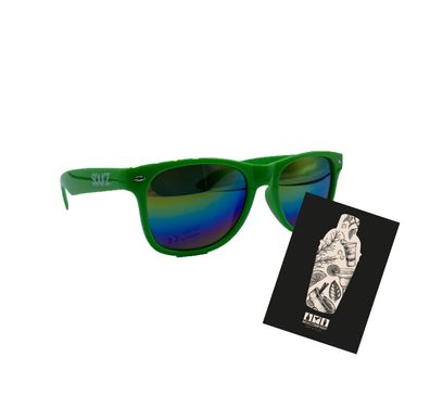 Sour Sonnenbrille Nerd Brille Partybrille mit UV SCHUTZ 400- Grün Rainbow Revo