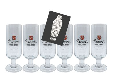 Becks Pils Glas Gläser Set - 6x Biergläser Pokalglas Becks Unfiltered geeicht 0