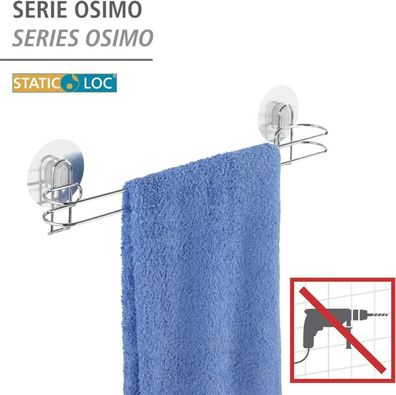 WENKO Static-Loc® Handtuchstange Osimo - Befestigen ohne bohren, Stahl, Chrom