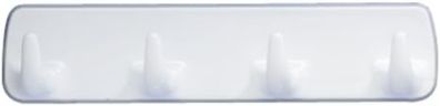 WENKO Hakenleiste Weiß - 4 Haken, zum Ankleben Kunststoff 19 x 4.5 x 2.5 cm Weiß
