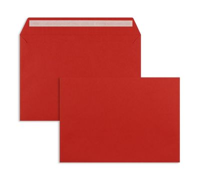 100 Briefumschläge Rot (Intensivrot) 162x229 mm ( DIN C5) mit Haftklebung