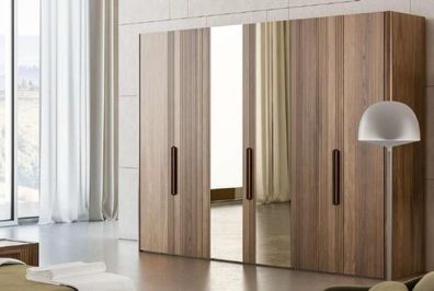 Großer Brauner Kleiderschrank Schlafzimmer Schrank mit Spiegel Schränke