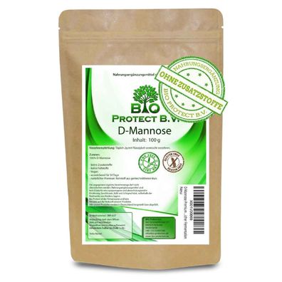 D-Mannose Premium Pulver 100 Gramm Bio Protect ohne Zusatzstoffe, vegan, rein und hoc