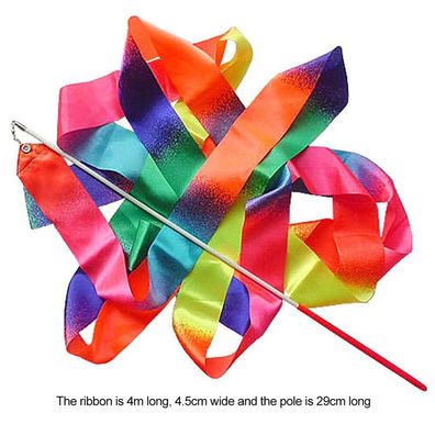 4m Kindertanz-Gymnastik-Seidenbandstäbe mit Farbverlauf