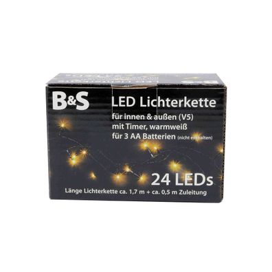 LED Batterie Lichterkette mit 24 LEDs warmweiß Innenbereich