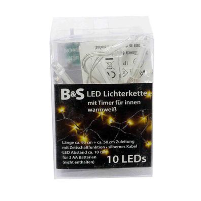 LED Batterie Lichterkette mit 10 LEDs warmweiß Innenbereich