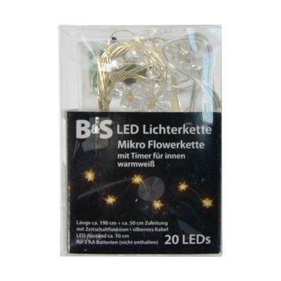 LED Batterie Lichterkette Blume mit 20 LEDs warmweiß Innenbereich
