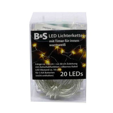 LED Batterie Lichterkette mit 20 LEDs warmweiß Innenbereich