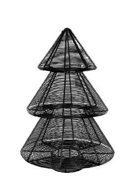 Dekofigur Tanne "Revo", 3D, Kerzenhalter, schwarz, Höhe 30cm, Metall, von Kaheku