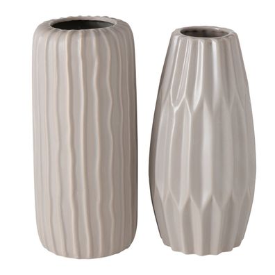 Vase "Aquarel", 2er Set, aus Keramik, H25,50cm, von Boltze, Taupe