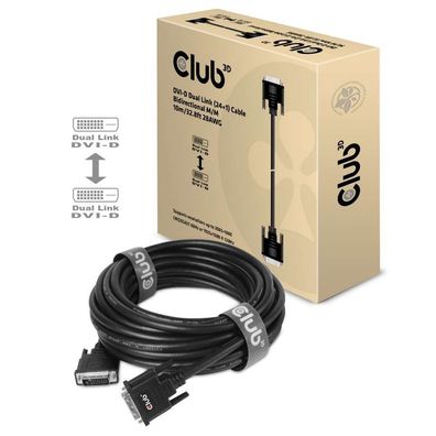 Kabel Video DVI-D Dual Link (24 + 1) Bidirektional ST/ ST 10,0m 28AWG * Club3D*