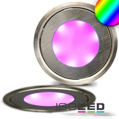 LED Bodenstrahler SLIM, rund, IP54, edelstahl, RGB