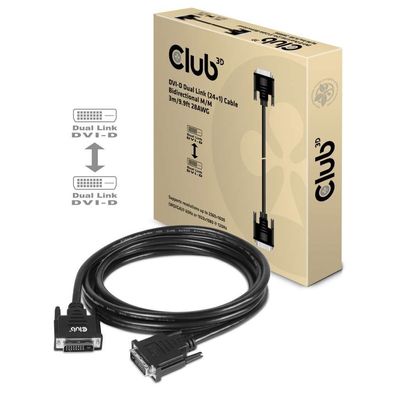 Kabel Video DVI-D Dual Link (24 + 1) Bidirektional ST/ ST 3,0m 28AWG * Club3D*