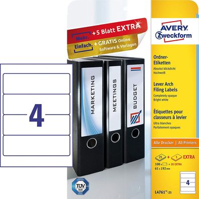 AVERY Zweckform Ordnerrücken Etiketten 61 x 192 mm weiß 120 Etiketten