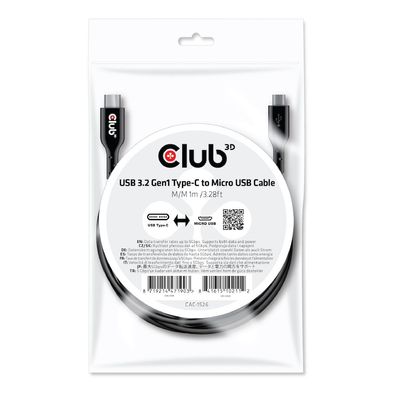 Kabel USB 3.2 C (St) => Micro USB (St) 1,0m * Club 3D*