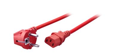 Netzkabel 230V Schutzkontakt CEE7(Stecker)->Kaltgeräte IEC-C13(Buchse), 1,8m, rot