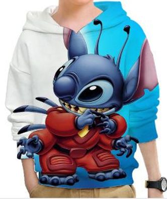 Kawaii Stitch Hoodie Kinder Sweatshirts Geschenk 3D Cartoon Druck Pullover mit Kapuze