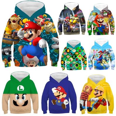 Game Super Mario Luigi Hoody Kinder Warme Sweatshirts Bowser Toad 3D Druck Pullover