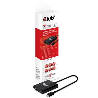 Club 3D SenseVision Multi Stream Transport Hub USB 3.1 Typ C => DisplayPort 1.2 ...