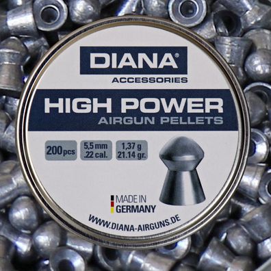 Diana High Power Diabolos Pellets Rundkopf glatt 5,5 mm Blei 200 Stk.