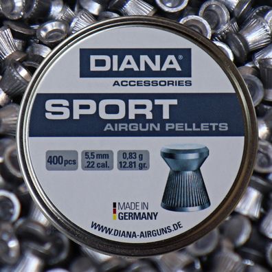 Diana SPORT Pellets Match Diabolos Flachkopf geriffelt 5,5 mm 400 Stk.