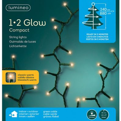 Lumineo LED Lichterkette 1-2-Glow Compact 240 cm - 880 Lichter klassich warm