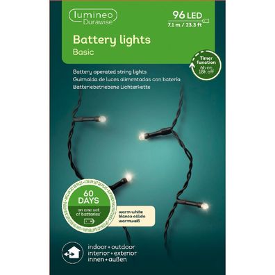 Lumineo Batterie LED Lichterkette Durawise 710 cm 96 Lichter warmweiß
