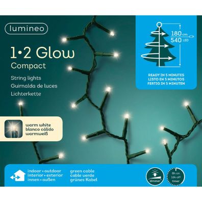 Lumineo LED Lichterkette 1•2 Glow Compact 180 cm 540 Lichter warmweiß