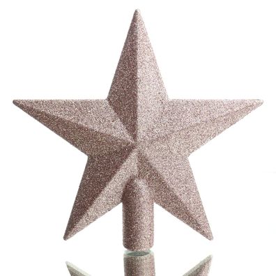 Bruchfeste Weihnachtsbaumspitze Stern Puderrosa mit Glitter Ø 19 cm - Kunststoff